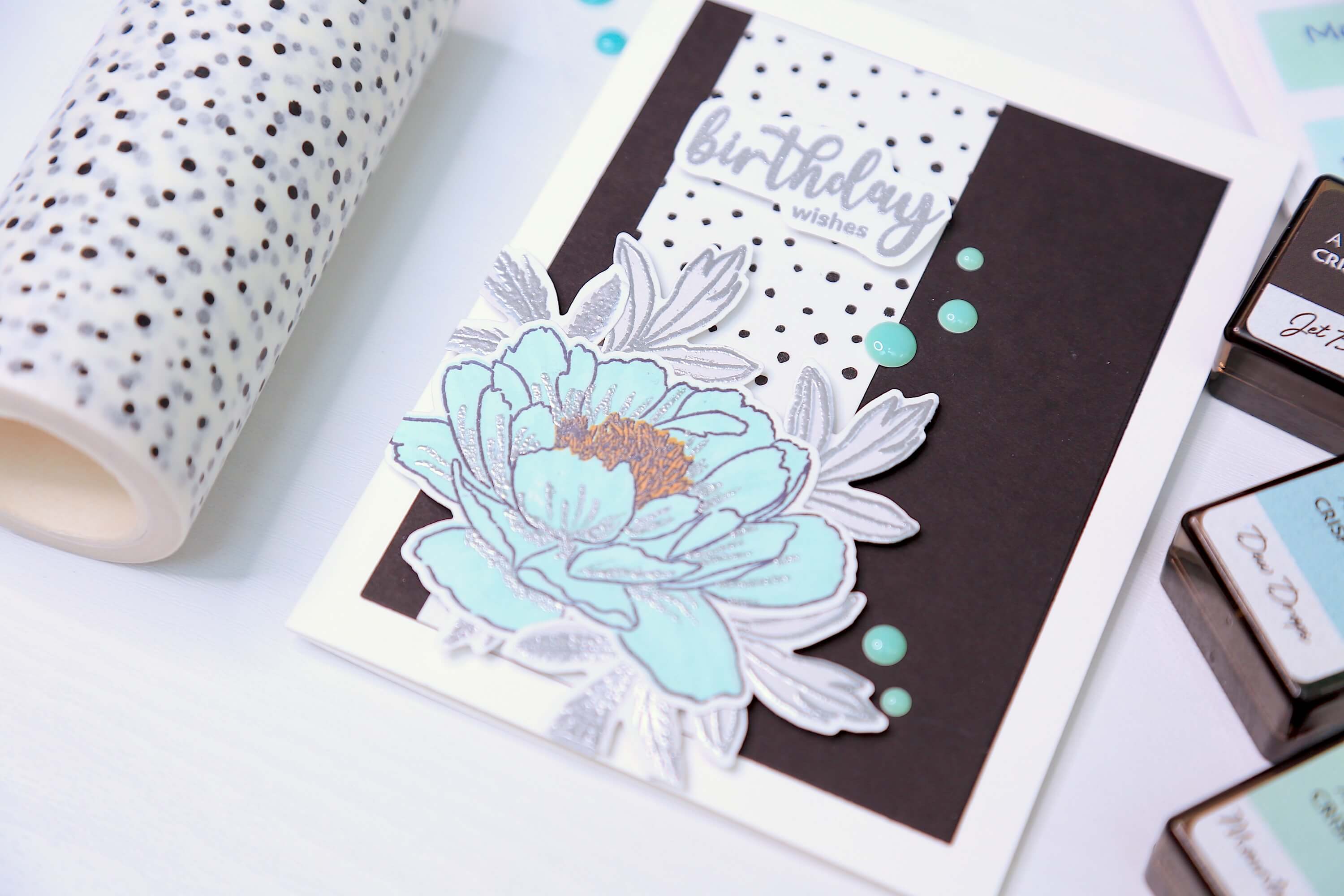 Create a Blue and Silver Floral Birthday Card