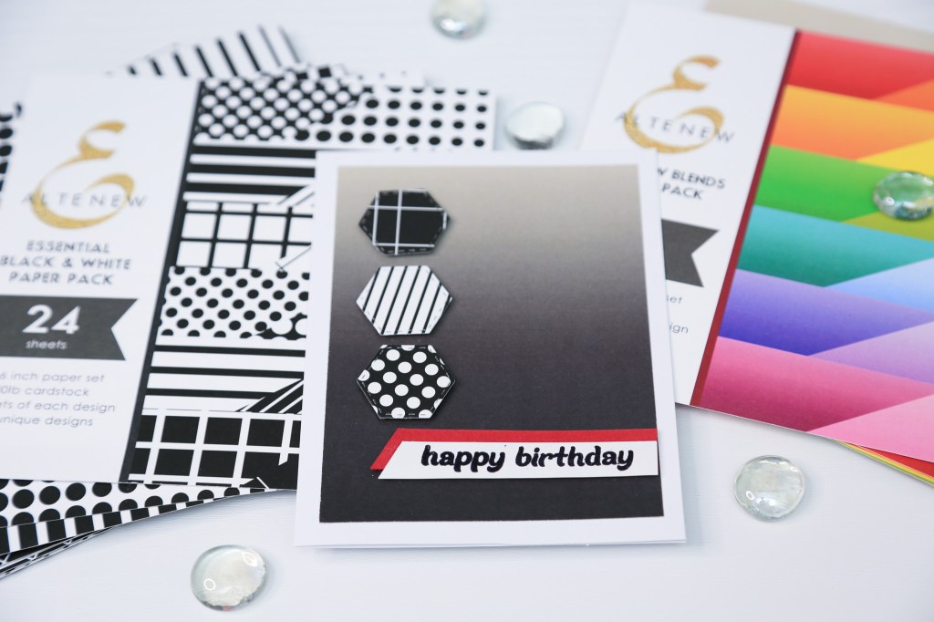 masculine birthday card using patterns and shapes and a monochromatic colour palette