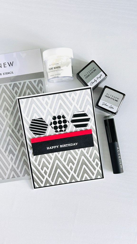 masculine birthday card using patterns and shapes and a monochromatic colour palette