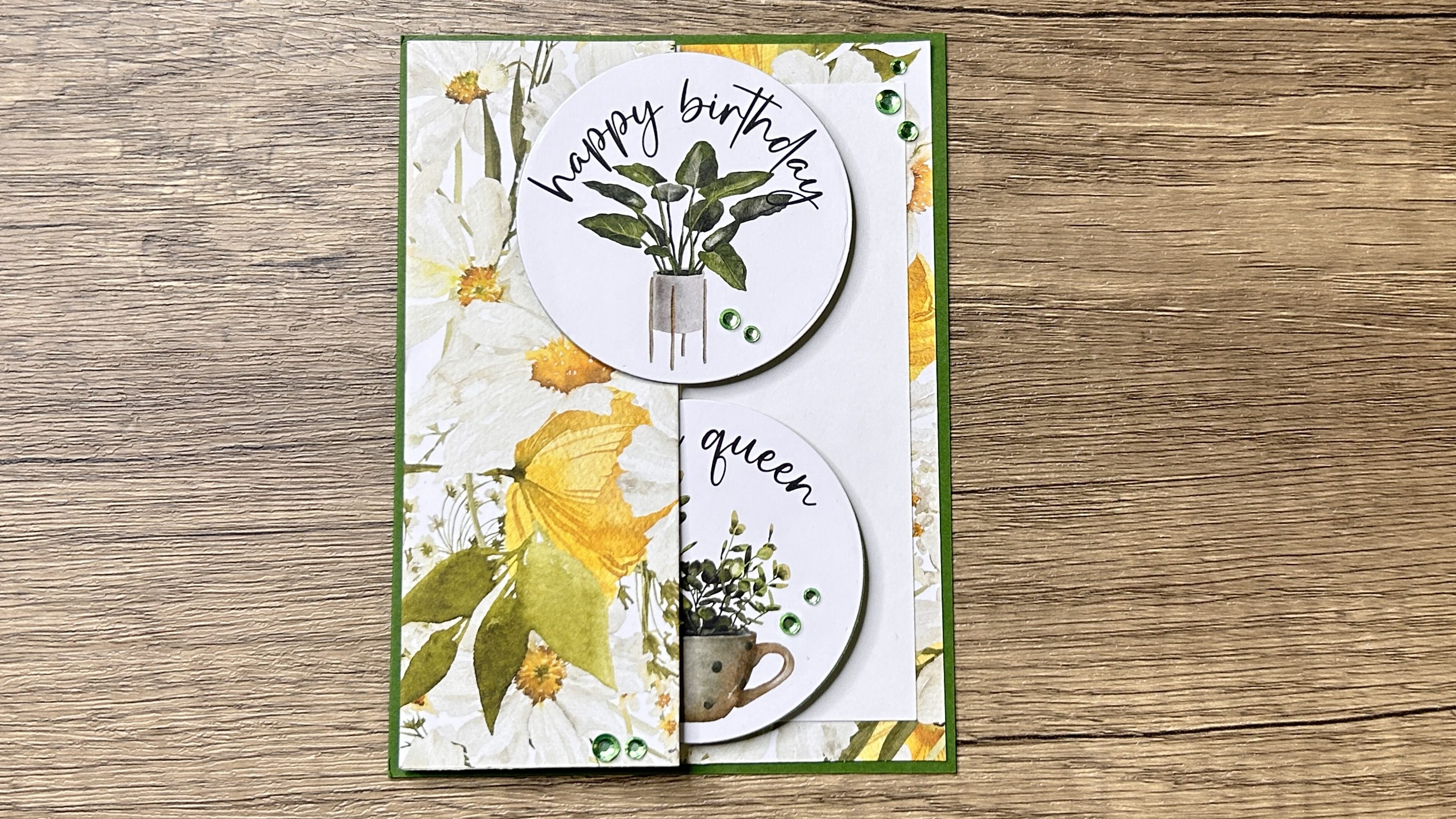 fun fold card with patterned paper and card toppers