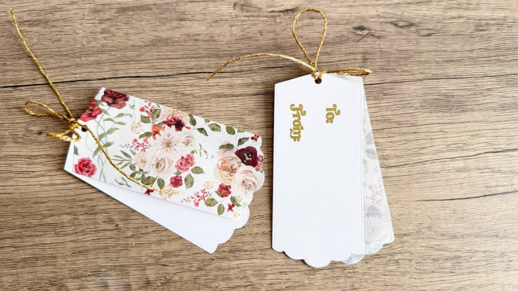 Dreamy Merlot and vellum gift tag