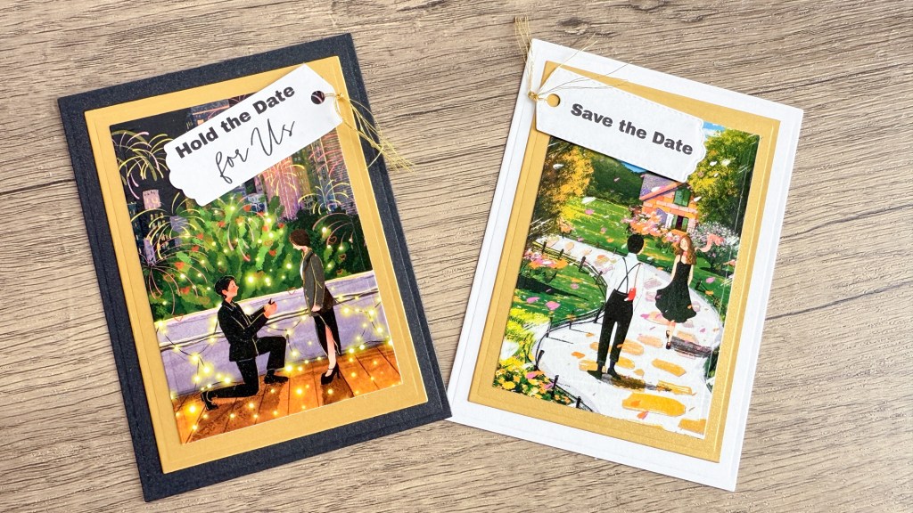 Handmade Save-the-Date cards with Cupid's Muse washi tape