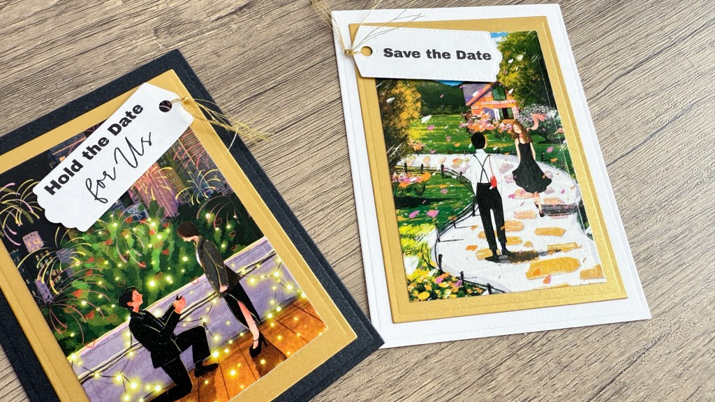 Handmade Save-the-Date cards with Cupid's Muse washi tape