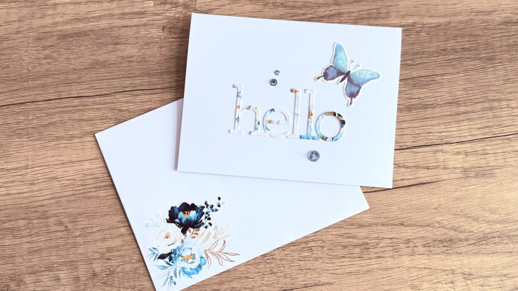 Handmade "hello" card with Rose Nocturne washi tape