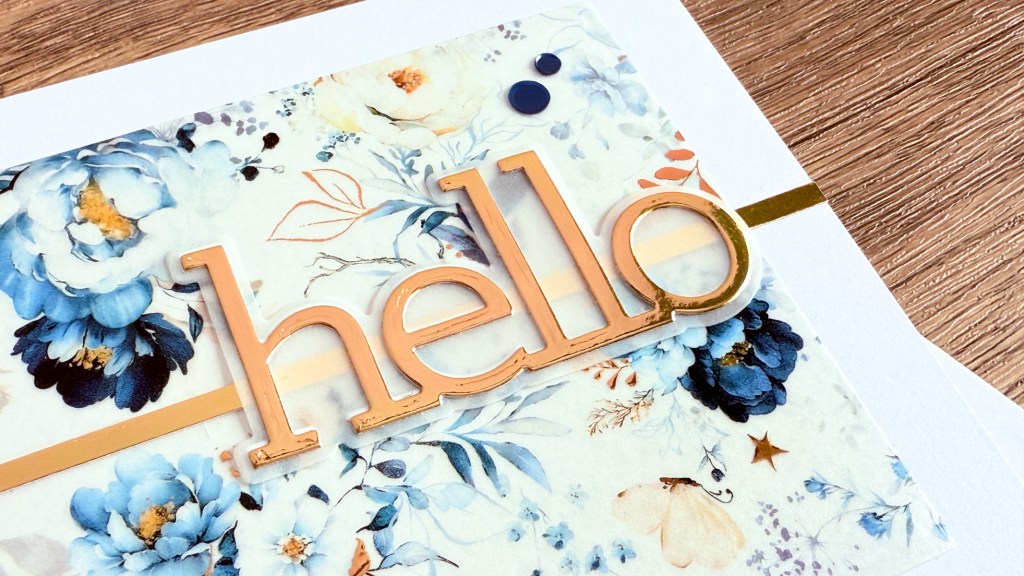 Handmade "hello" card with Rose Nocturne washi tape