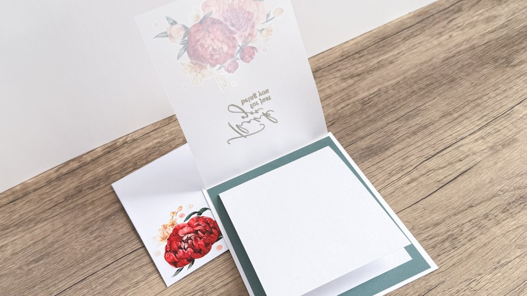Handmade card with Peony washi stickers on vellum