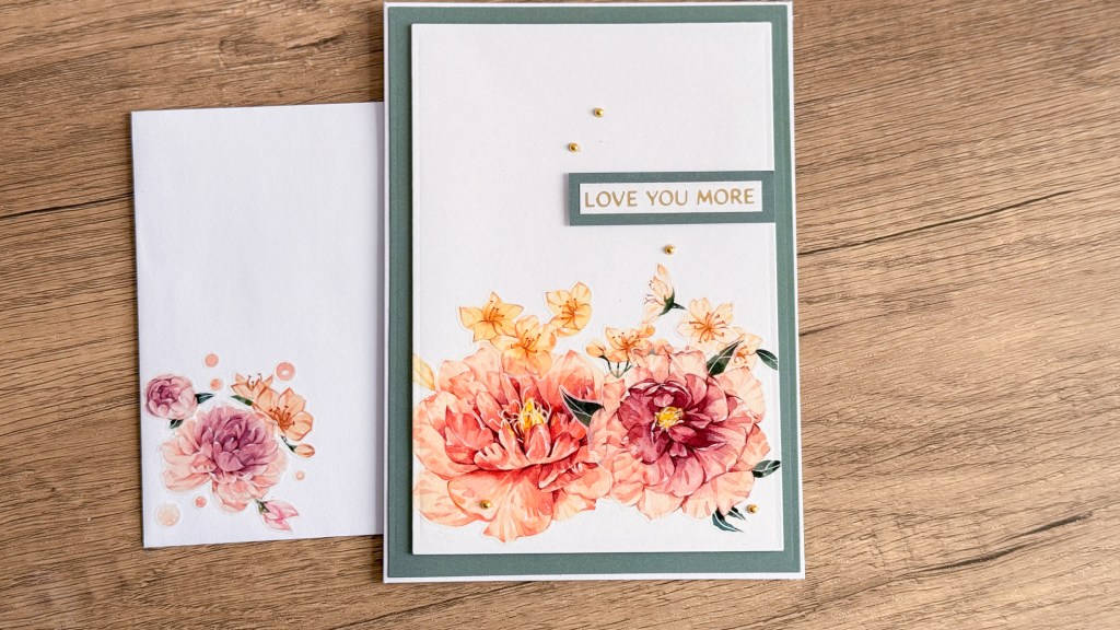 Handmade card with Peony washi stickers
