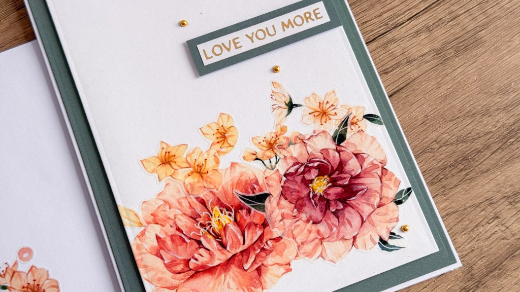 Handmade card with Peony washi stickers