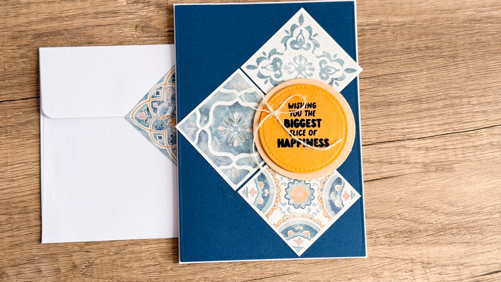 Handmade birthday card with Mediterranean Tiles washi tape